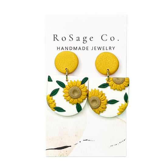 Yellow Sunflower U Shaped Earrings