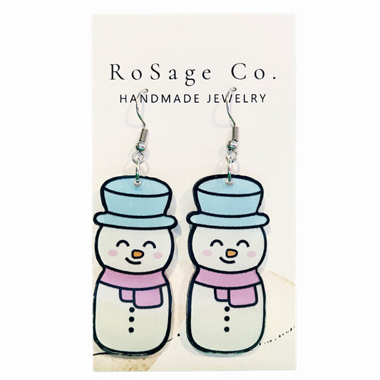 Snowman Christmas Earrings