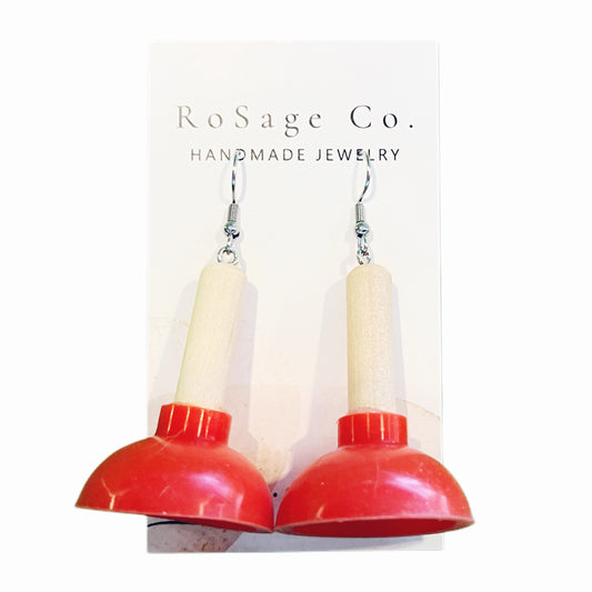 Red Plunger Earrings