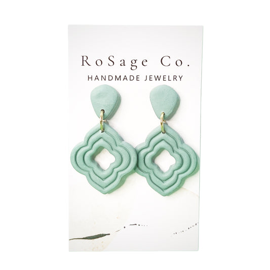 Mint Green Moroccan Clay Earrings