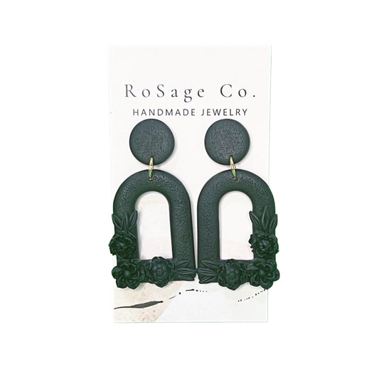 Black Flow Arch Clay Earrings