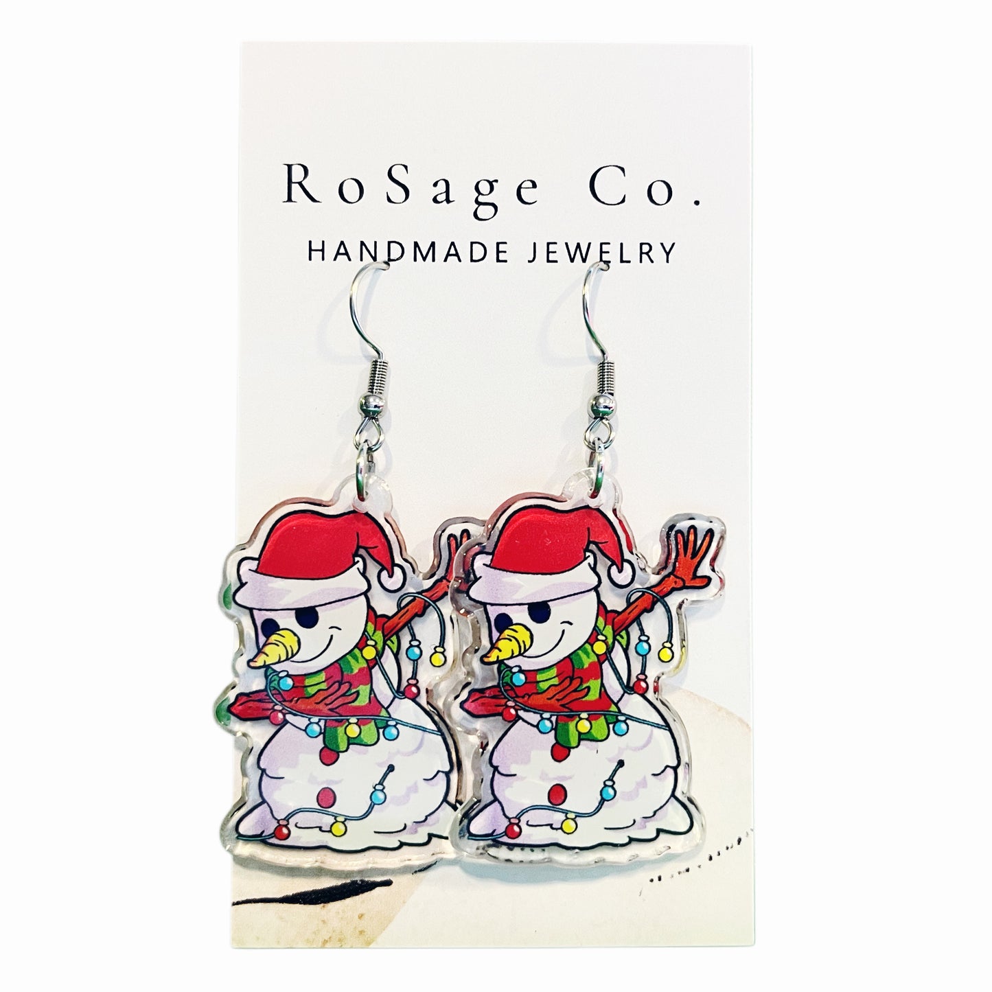 Dabbing Snowman Christmas Earrings