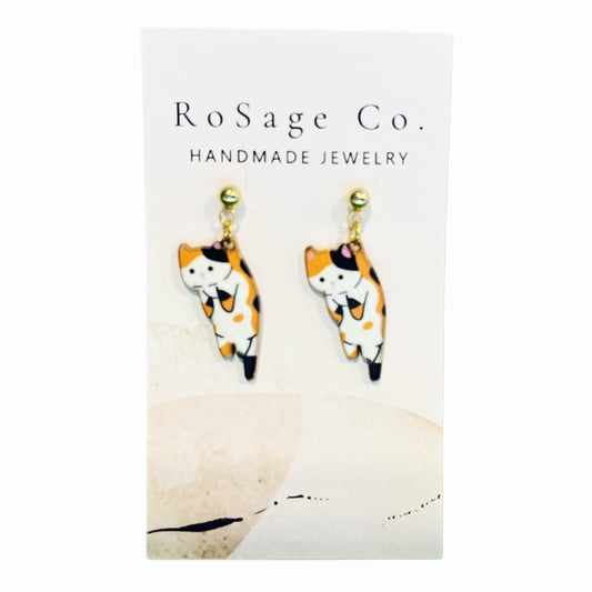 Funny Calico Cat Earrings