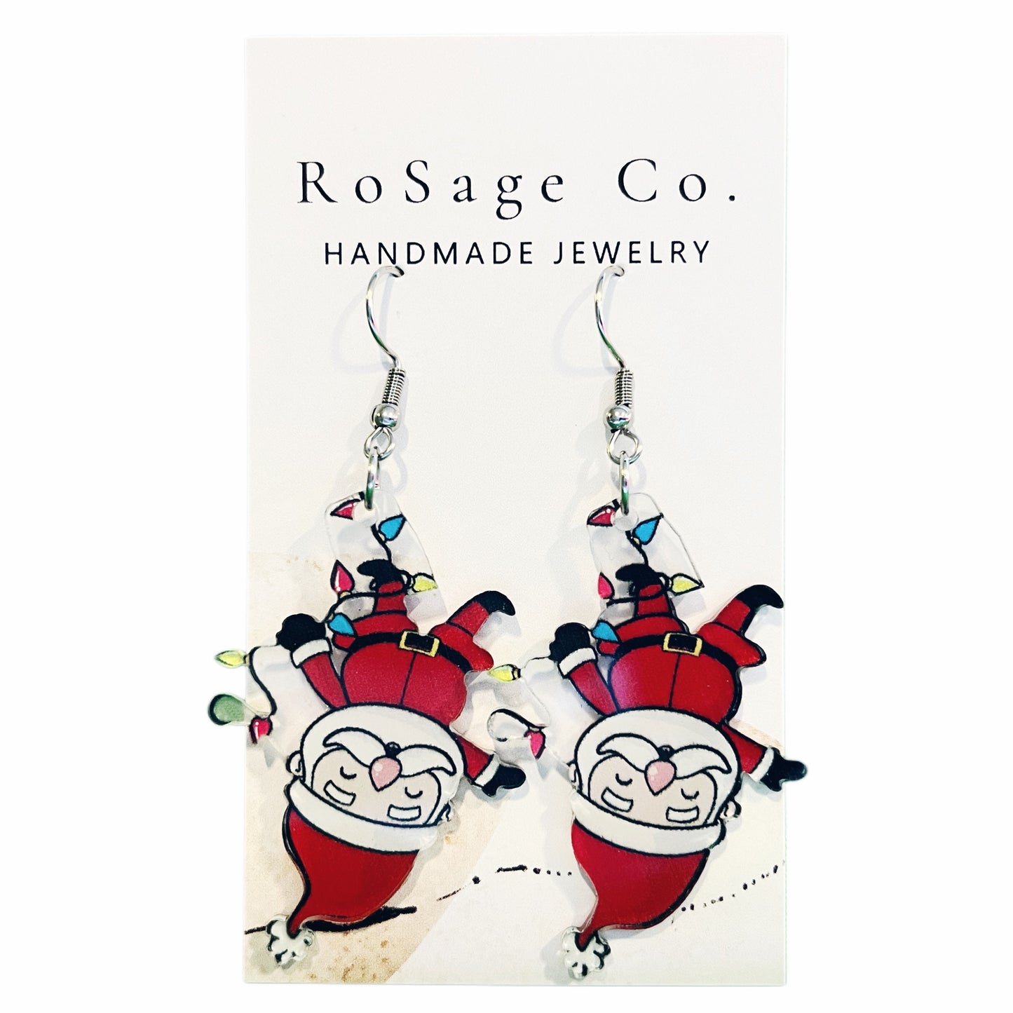 Santa Claus Tangled in Christmas Lights Earrings