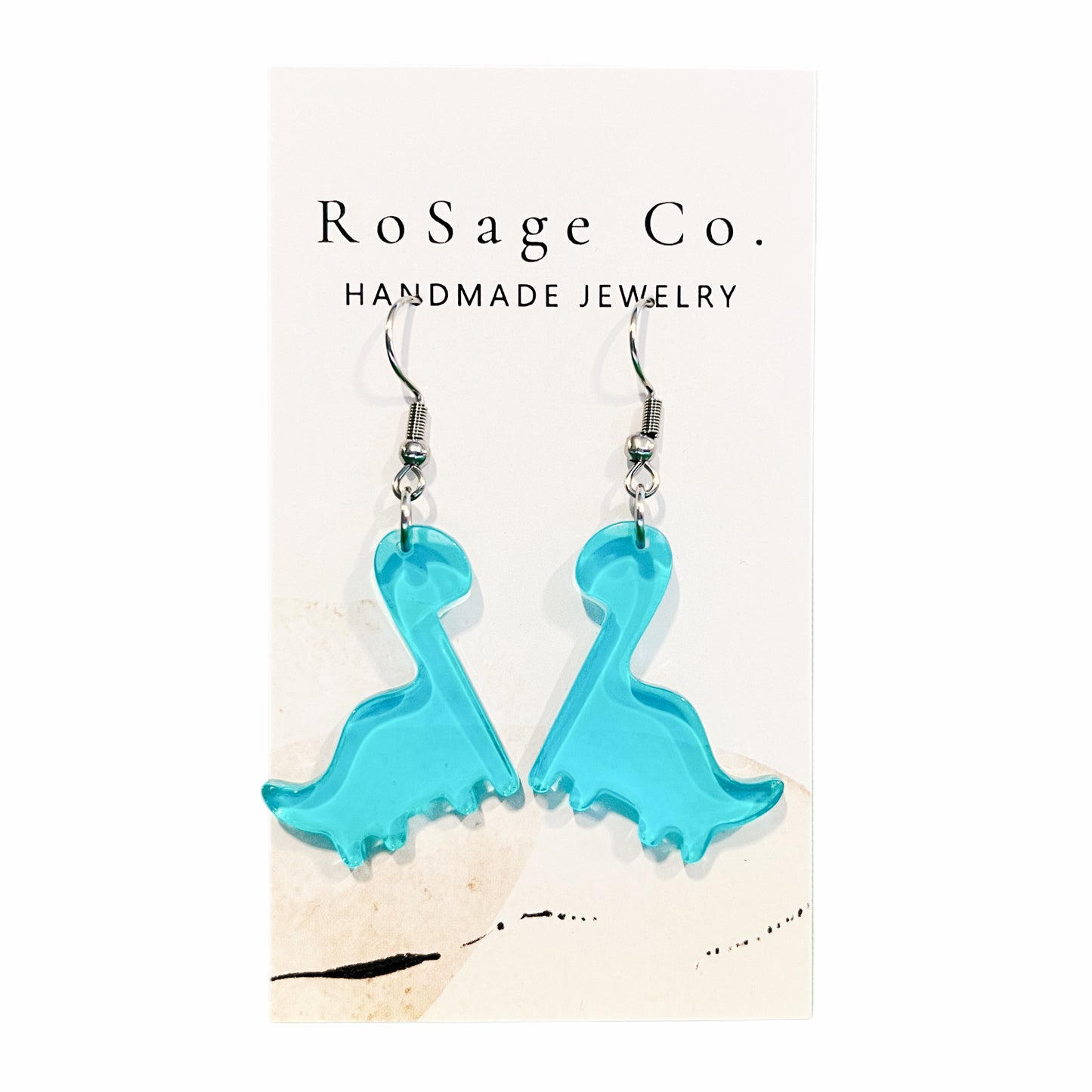 Blue Longneck Dinosaur Earrings