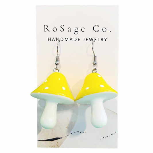 Large Yellow Mushroom Earrings