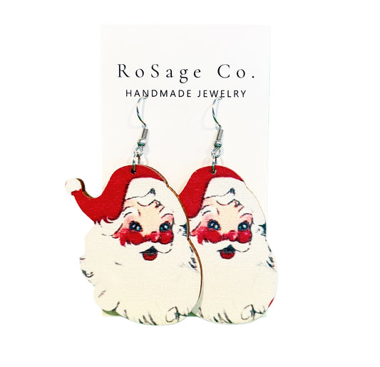 Santa Claus in Red Hat Christmas Earrings