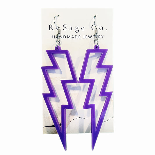 Purple Lightening Bolt Earrings