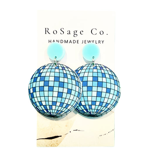 Blue Disco Ball Earrings