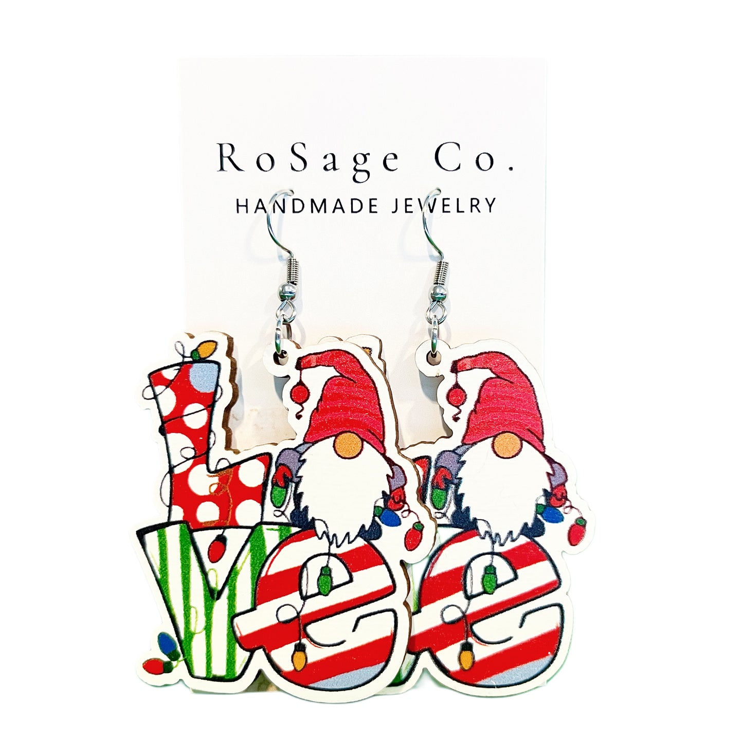 Love Gnome Christmas Earrings