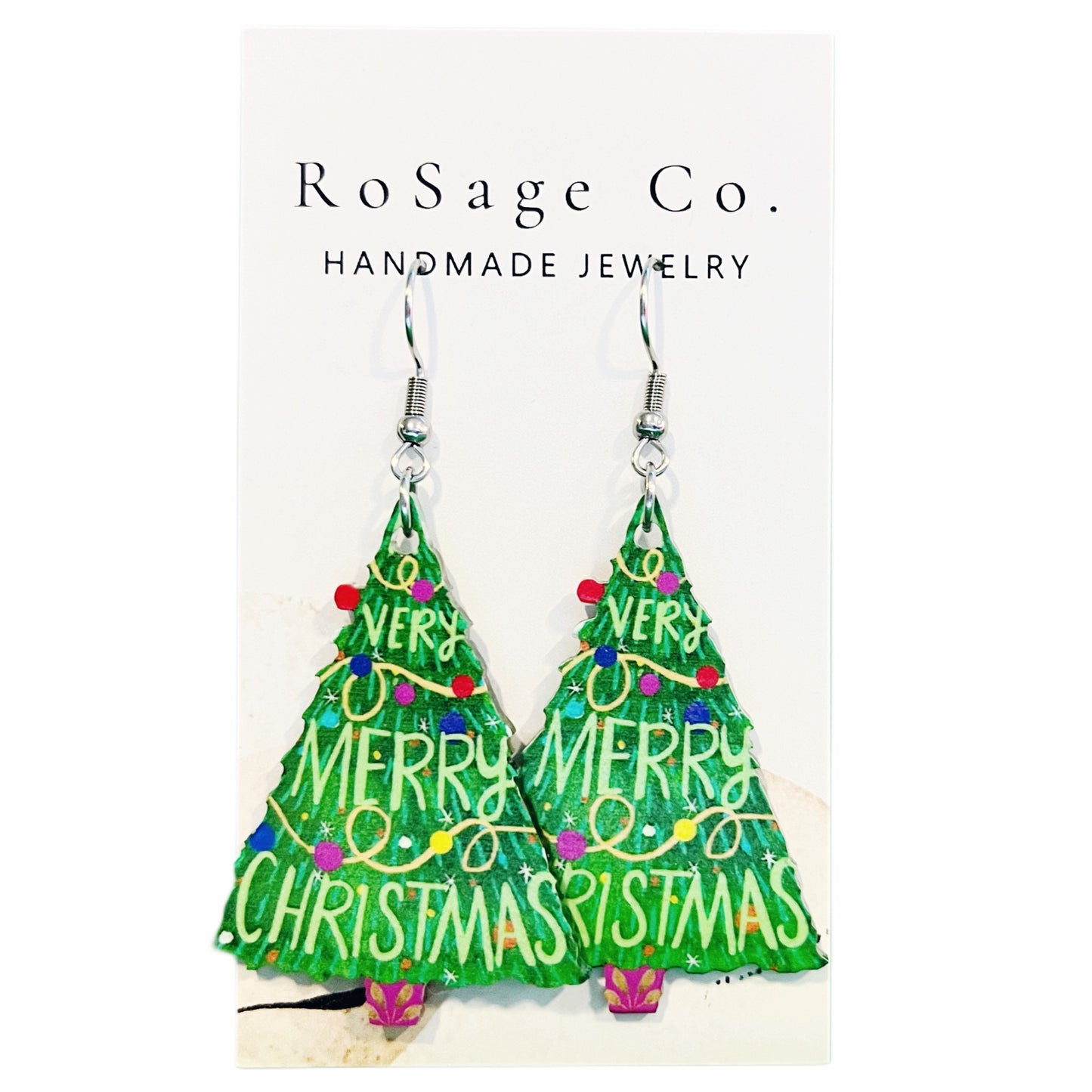 Very Merry Christmas Tree Earrings